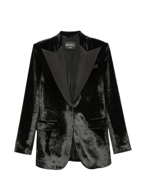DONDUP crushed-velvet peaked-lapels blazer Black DJ863VS0040DXXXW