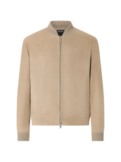 Zegna light taupe suede bomber Neutrals UIPSNA4I178