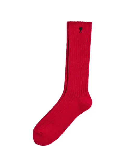 AMI Paris cotton socks with Ami de Coeur Red H26USC628AK0024