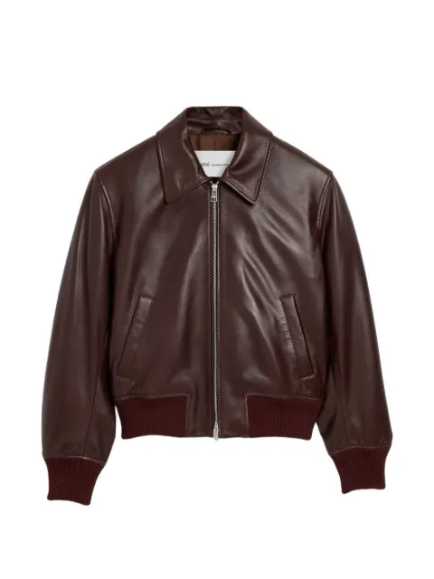 AMI Paris lamb-leather zipped jacket Brown H26FJK850LH0068
