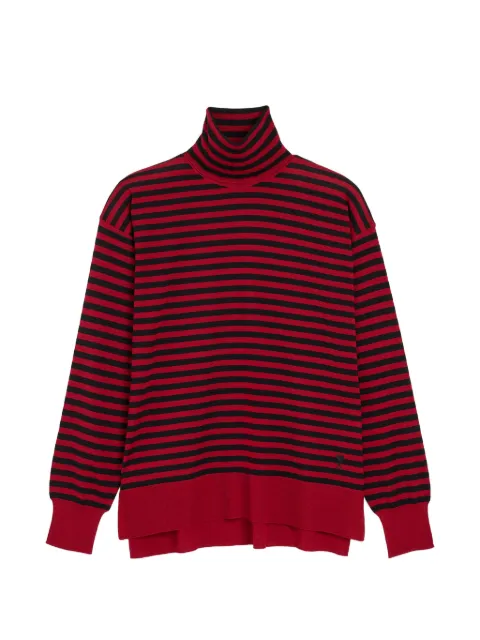 AMI Paris sailor-striped wool and silk turtleneck sweater Red H26UKS894KN0203
