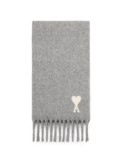 AMI Paris alpaca scarf with Ami de Coeur Grey H26USF673AW0004