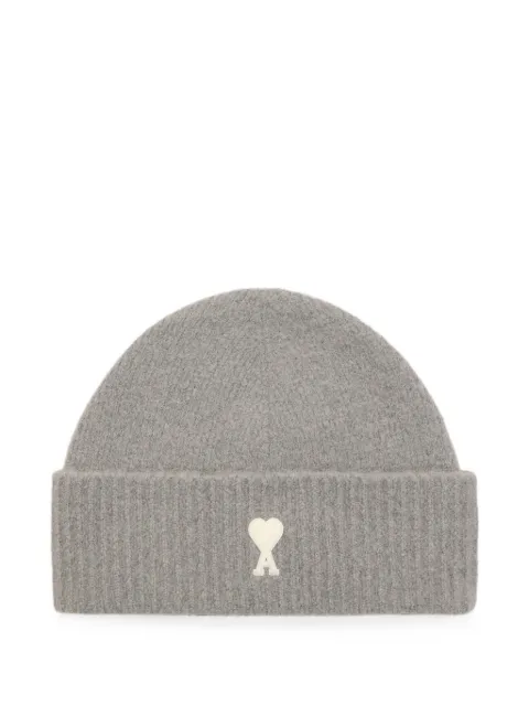 AMI Paris alpaca beanie with Ami de Coeur Grey H26UBO005KN0135