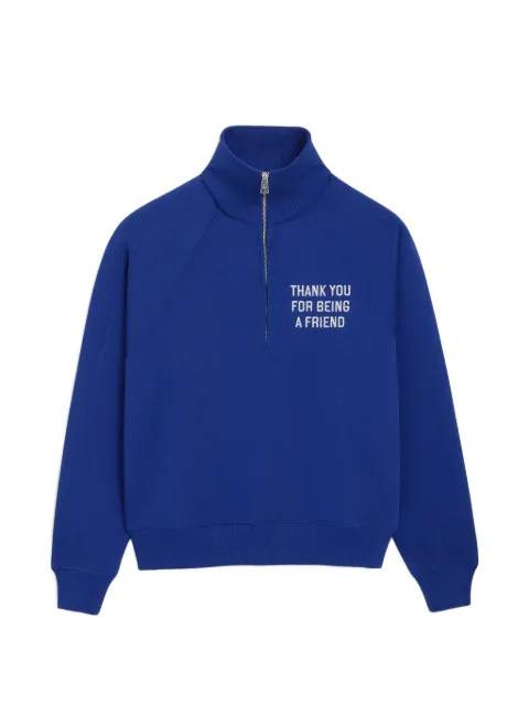 AMI Paris zipped cotton Thank You For Being A Friend sweatshirt Blue H26USW804JE0259
