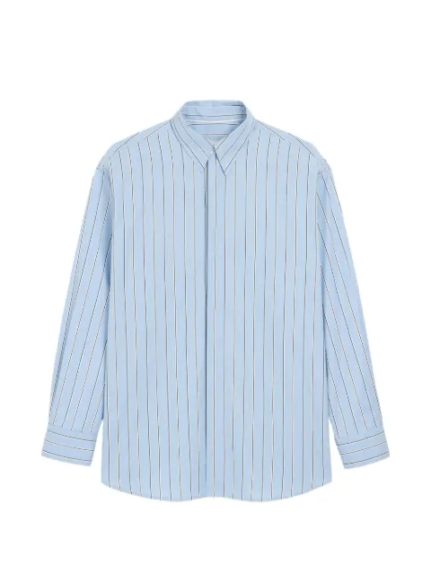 AMI Paris large striped cotton shirt with removable collar Blue H26USH863CO0249
