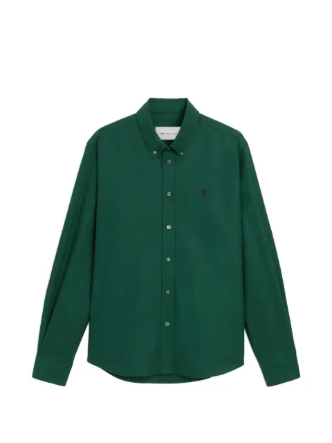 AMI Paris cotton shirt with Ami de Coeur Green H26HSH878CO0210