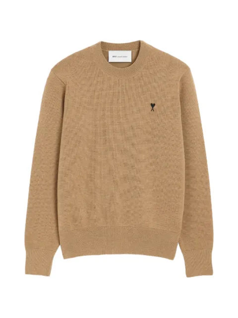 AMI Paris crewneck wool sweater with Ami de Coeur Neutrals H26HKS826001