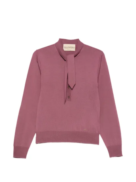 Valentino Garavani tie-neck button-up polo shirt Purple BKC75KAA1