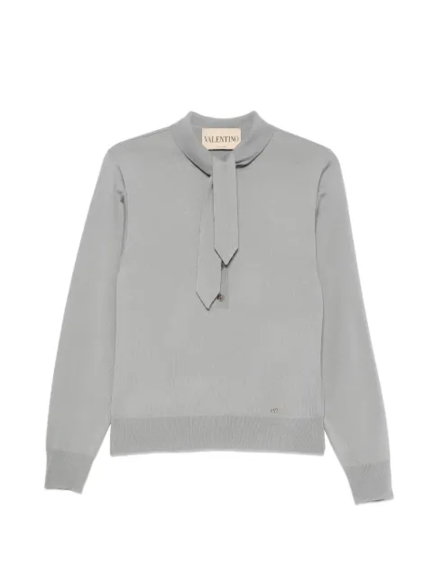 Valentino Garavani tie-neck button-up polo shirt Grey BKC75KAA1