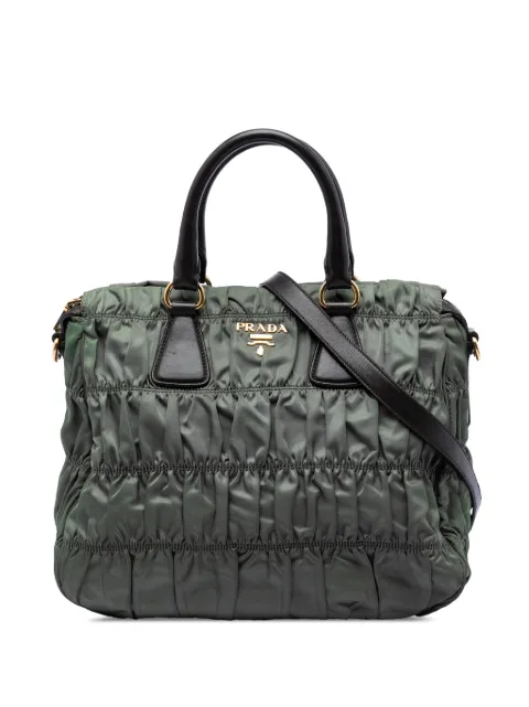 Prada Pre-Owned 2013-2026 Tessuto Gaufre satchel Green T4AGF1ZHLIHZE5HQ