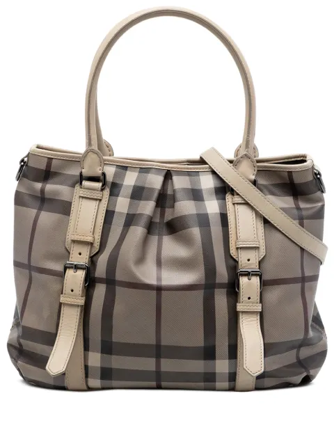 Burberry Pre-Owned 2000-2017 Smoked Check Coated Canvas satchel Neutrals SXRCTRT111I30KSZ