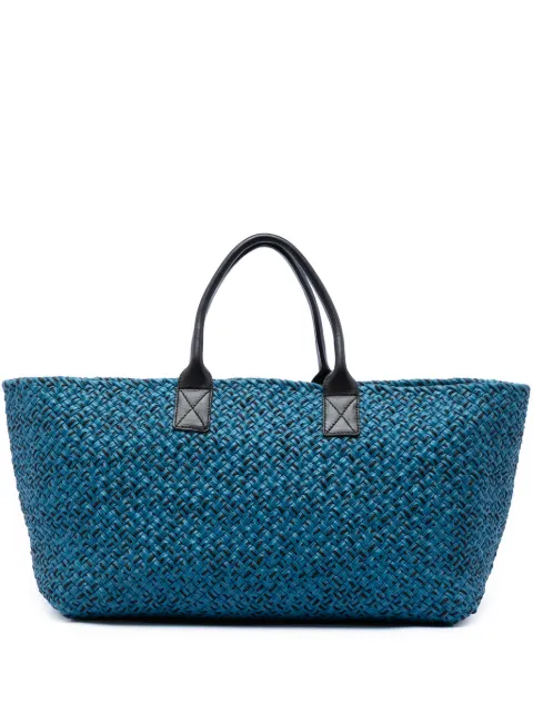 Bottega Veneta Pre-Owned 2010 Large Lambskin Intreccio Cabat tote bag Blue H138MDY27QAAD2A0