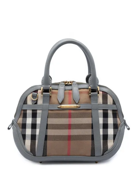 Burberry Pre-Owned 2000-2017 Small Leather Trimmed House Check Canvas Bridle Orchard satchel Brown H9YEGOZPNYG8MK3W