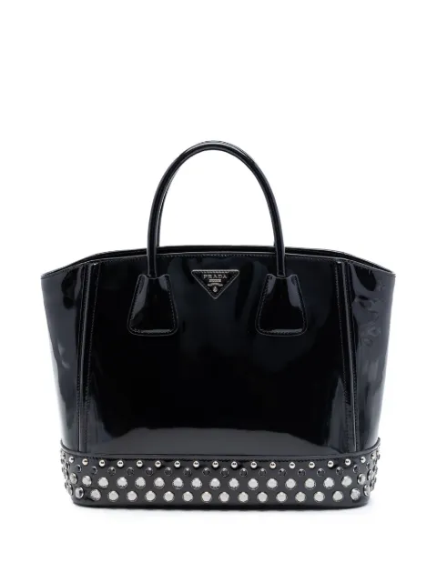Prada Pre-Owned 2010-2026 Spazzolato Studded Crystal tote bag Black 78W4Y411MDH3P2LK