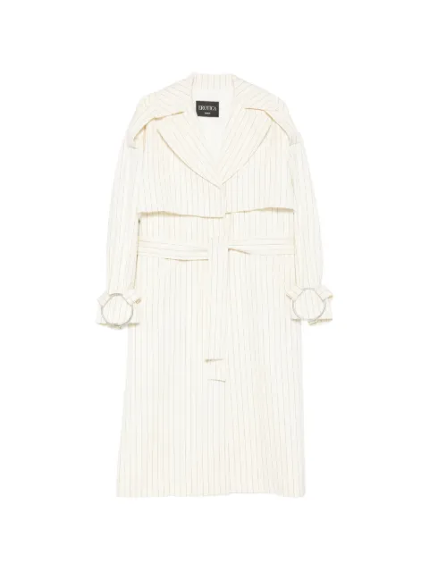DONDUP pinstripe-pattern belted coat Neutrals DJ856DDES0080D