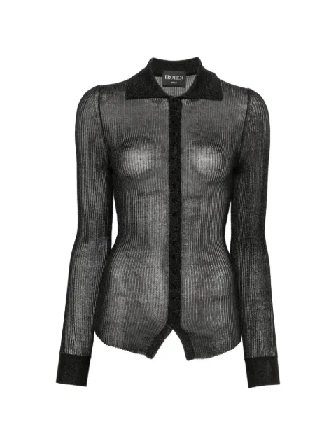 DONDUP ribbed-knit long-sleeve shirt Black DC525DDM01046D