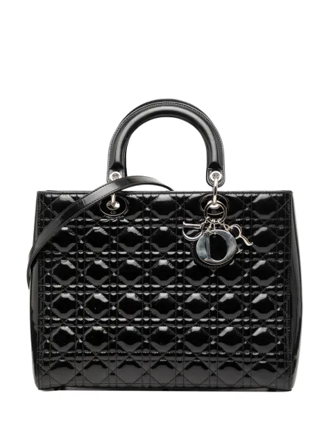 Christian Dior Pre-Owned 2013 Large Patent Cannage Lady Dior satchel Black EL12O2F52O6W2T77
