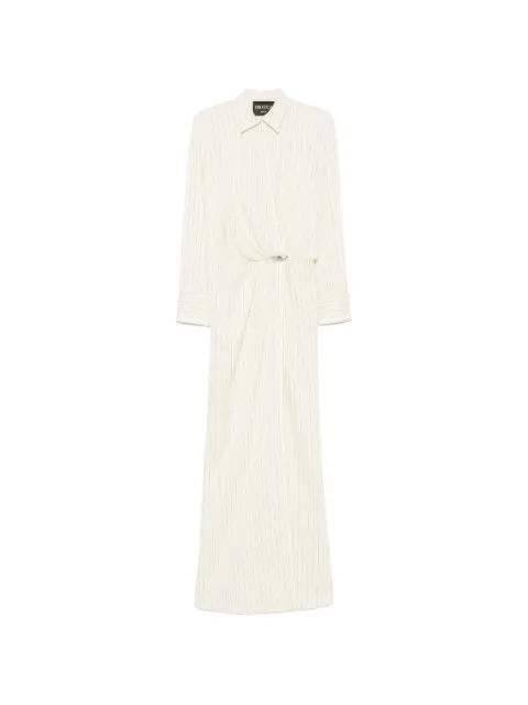 DONDUP pinstripe-print draped maxi gown Neutrals DA570ES0080DXXX