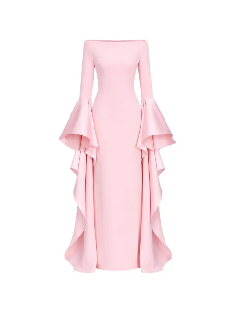 Solace London Astria ruffled-sleeve maxi dress Pink OS48025