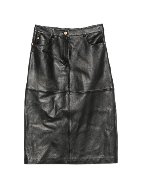 'S Max Mara Gita leather panelled midi skirt Black 2629406021600