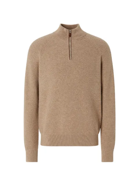 Zegna light-beige mélange Oasi cashmere zip-mock sweater Neutrals UIK26A4127