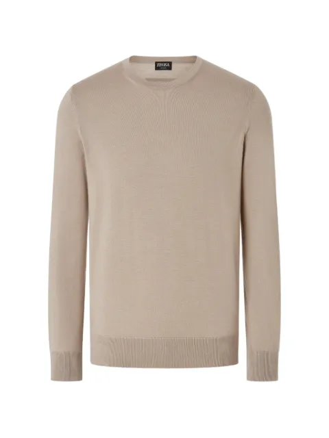 Zegna light taupe mélange Cashseta crew-neck sweater Neutrals E8J00110
