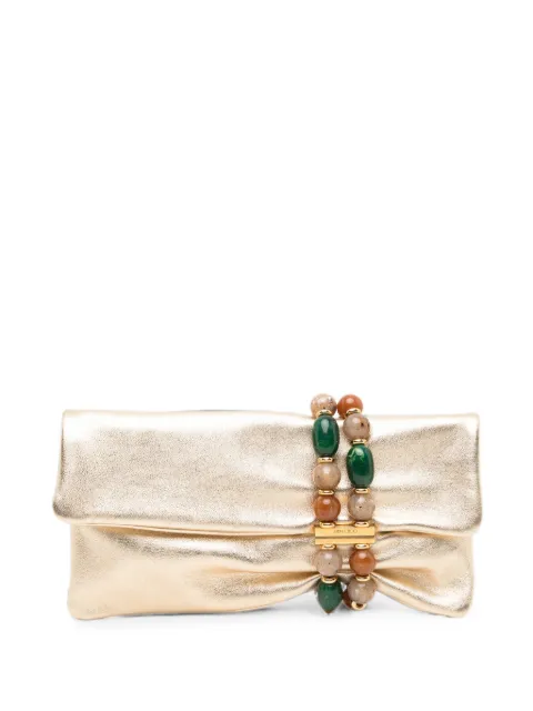 Jimmy Choo bead-embellished metallic shoulder bag Gold J000185136