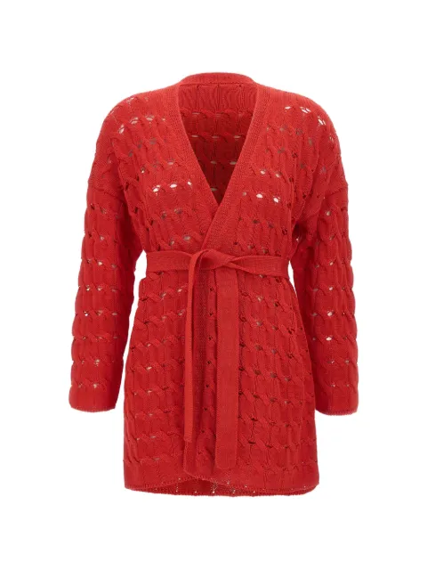 Kangra open-knit belted cardigan Red 171004