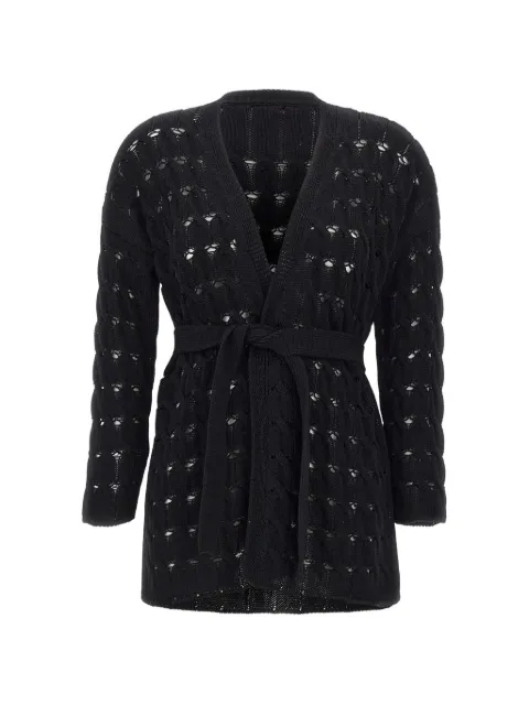 Kangra open-knit belted cardigan Black 171004