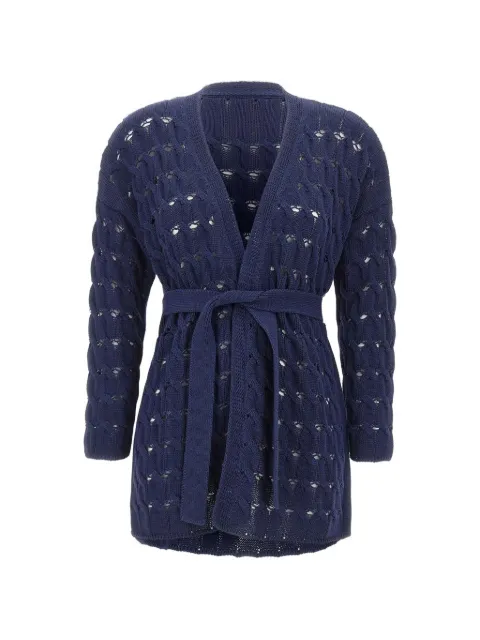 Kangra cable-knit belted cardigan Blue 171004884