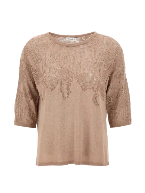Kangra openwork three-quarter sleeve top Neutrals 151569274