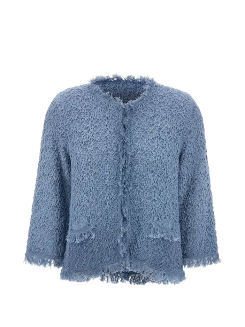 Kangra embroidered fringe-trim cardigan Blue 175058516