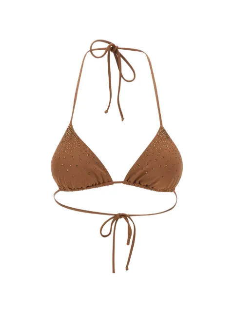MC2 Saint Barth Annabelle strass-embellished triangle bikini top Brown ANNA001
