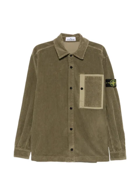 Stone Island corduroy-texture chest-pocket shirt Green L2S151200016S0212
