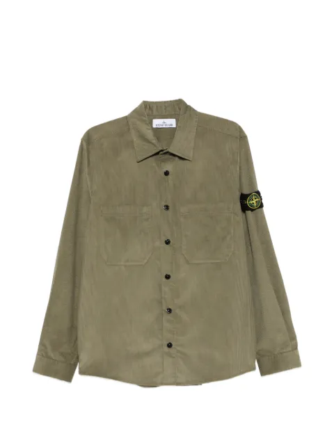 Stone Island corduroy-texture logo-patch shirt Green L2S151200042S0144