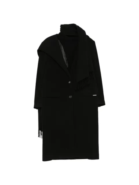 The Attico fringed-scarf coat Black 261WCC00097WWS001AA