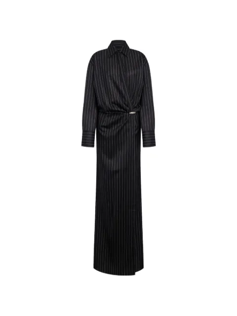 DONDUP pinstripe wrap-style maxi dress Black DA570ES0080D999