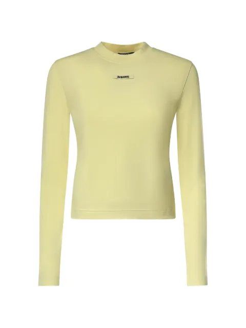 Jacquemus logo-patch long-sleeve T-shirt Yellow TSW00155AJ00124