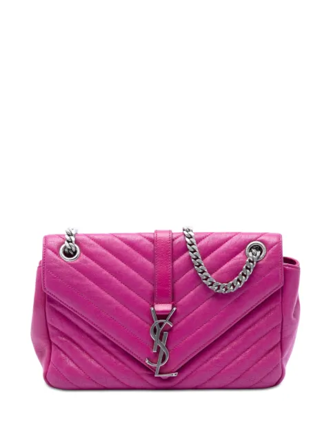 Saint Laurent Pre-Owned 2015 Medium Chevron Sheepskin Monogram College shoulder bag Pink TAWAQVWZE4JAB0C6