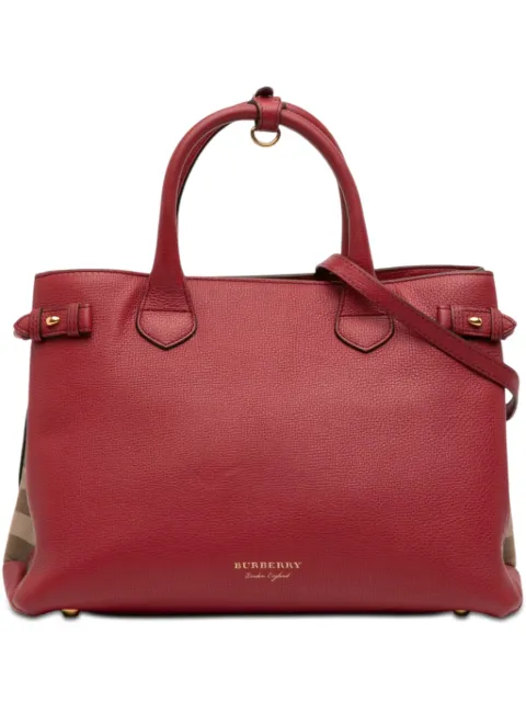 Burberry Pre-Owned 2000-2017 Medium Leather and House Check Banner satchel Red S1SI3UGG3WRHY0F6