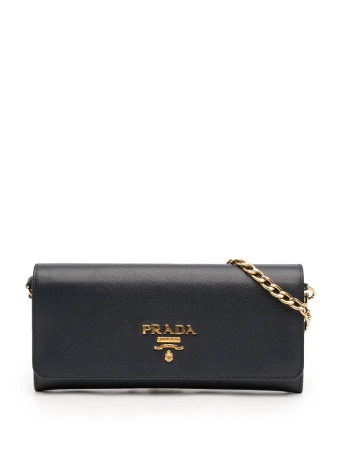 Prada Pre-Owned 2013-2026 Saffiano Lux Wallet On Chain crossbody bag Blue A35NADMWWMKKCOOF