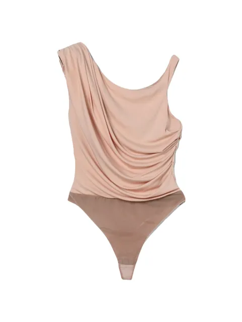 Elisabetta Franchi draped-detail asymmetric bodysuit Neutrals BO01361E2