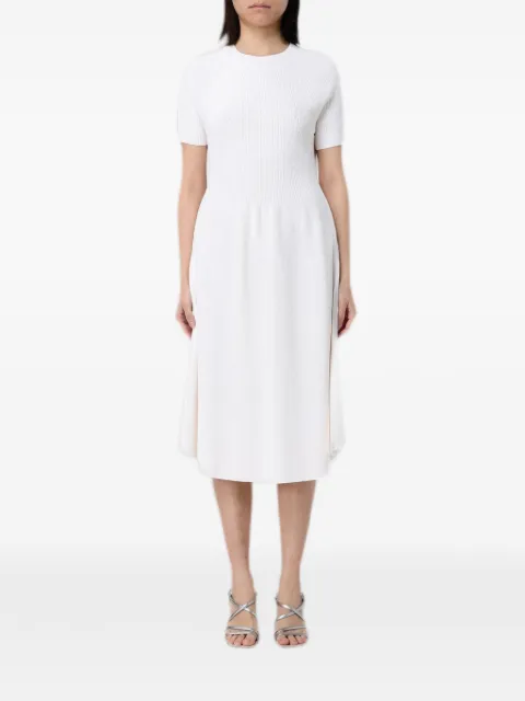 Emporio Armani ribbed-knit short-sleeve midi dress White XW001885AF10352