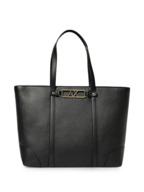 Emporio Armani logo-plaque pebbled-effect tote bag Black XW002608AF15632UC010