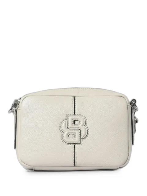BOSS logo-plaque pebbled-effect shoulder bag Neutrals 50557914