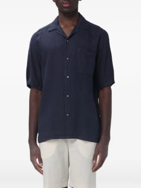 BROOKSFIELD linen bowling shirt Blue 202BS013