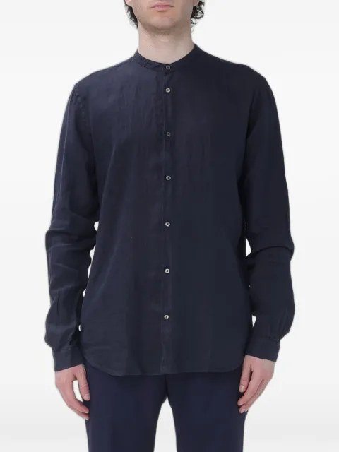 BROOKSFIELD mandarin-collar linen shirt Blue 202AS069