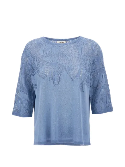 Kangra openwork-detail three-quarter-sleeve sweater Blue 151569516
