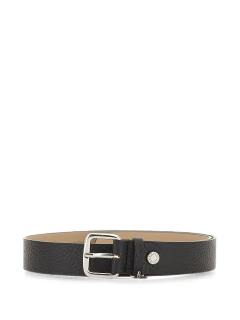 GIANNI CHIARINI logo-charm grained calf leather belt Black CNK00964RNGNERO