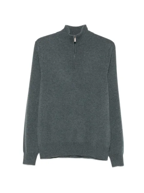 BOMPARD zip-neck cashmere knit Green MO1372